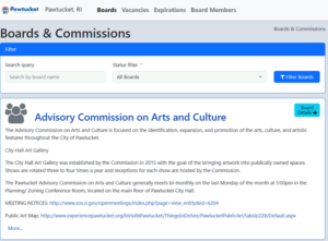 OnBoardGOV homepage of Pawtucket, RI