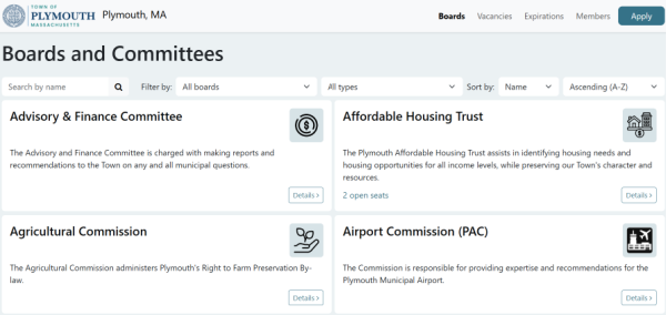 Plymouth Mass OnBoardGOV homepage